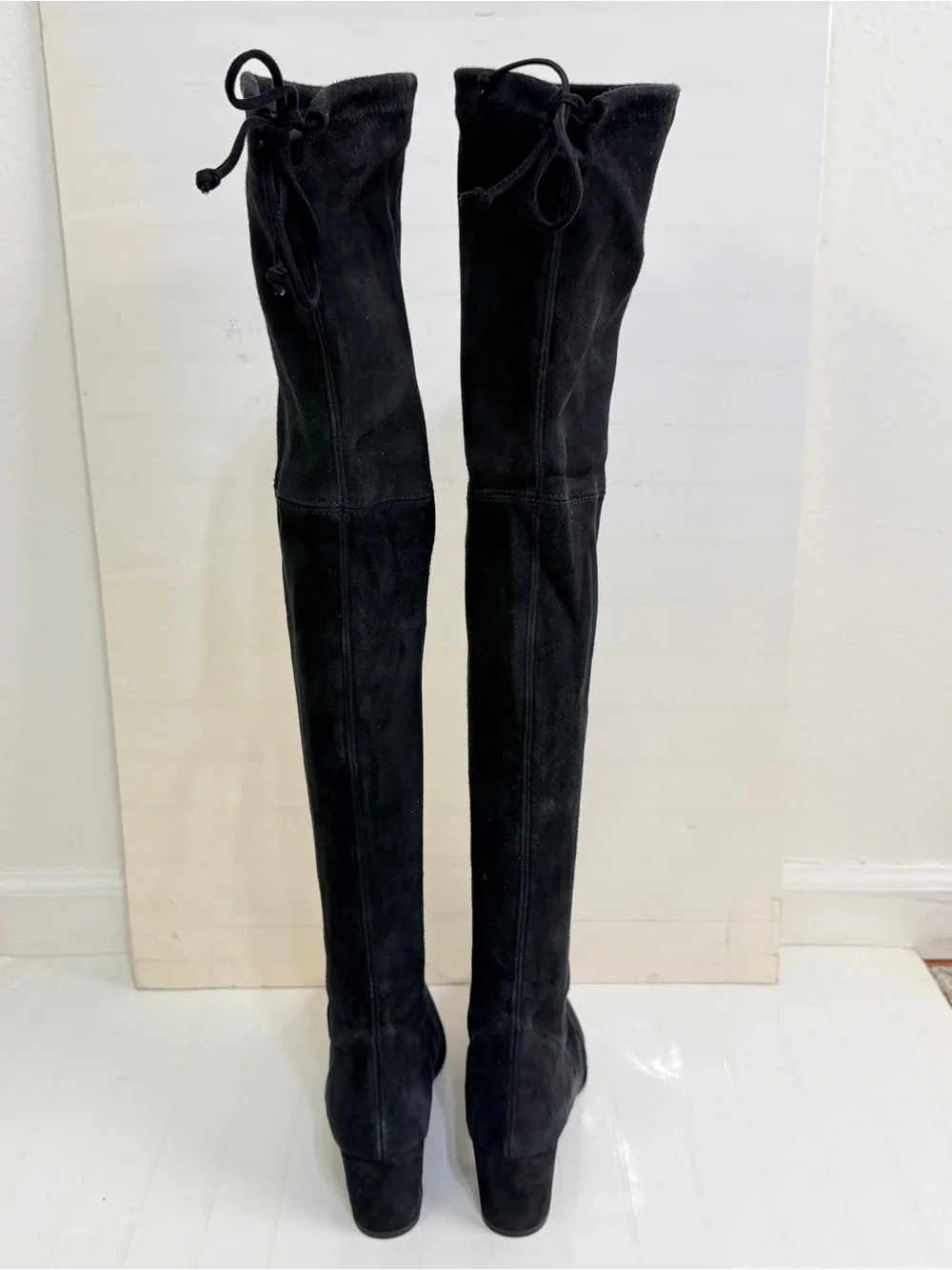 Stuart Weitzman Over The Knee Suede Chunky Heel Boot Black size 6.5 M